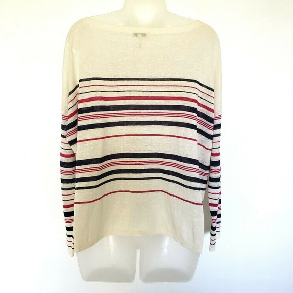 Joie Maine 100% Linen Striped Sweater Size L - Picture 6 of 9